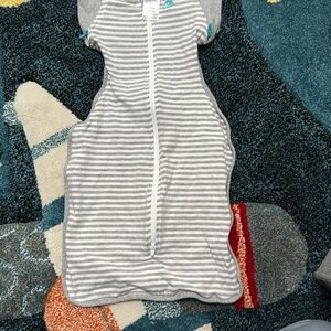 Love to Dream Gray and White Striped Sleep Sack